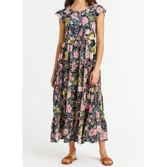La’Ven Floral tiered Midi Dress Size Small - Picture 1 of 6